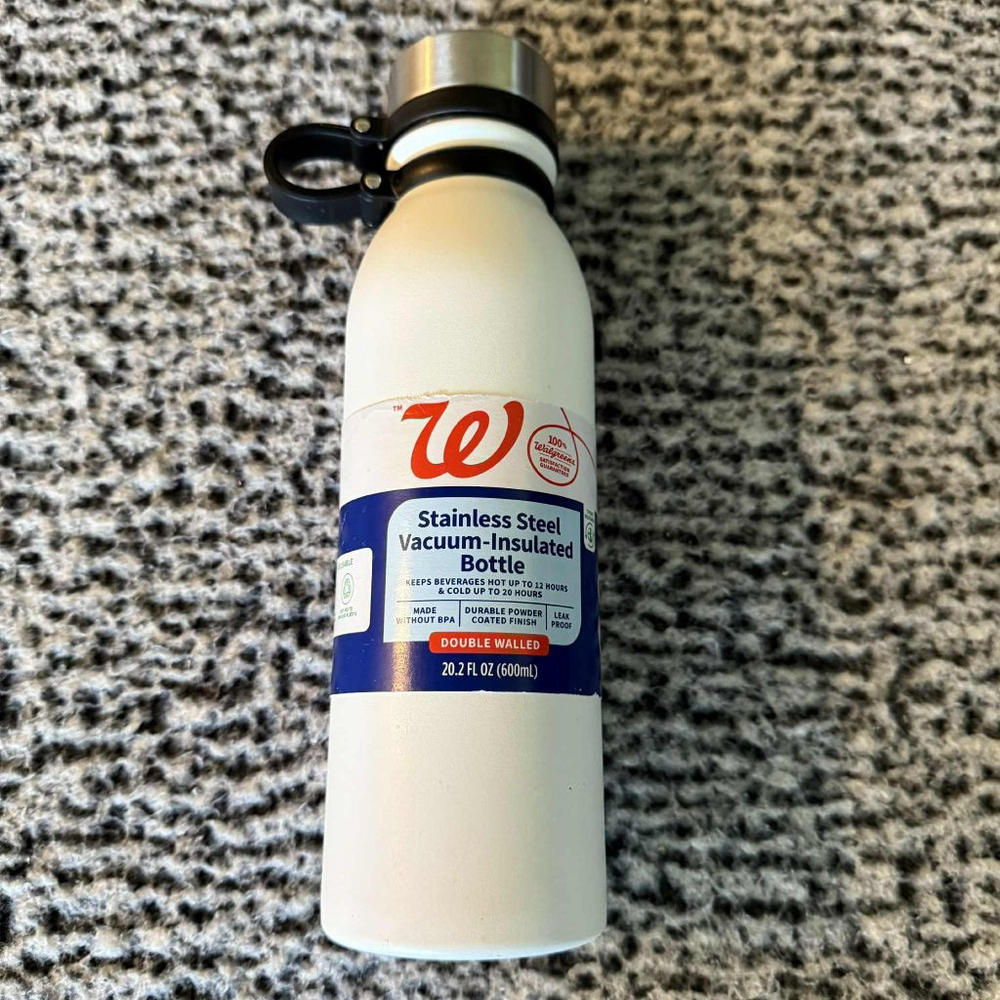 Walgreens 20.2 oz White Stainless Steel Vacuum Insulated Water Bottle